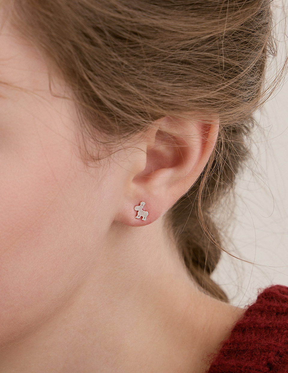 【925純銀】小小麋鹿。針式耳環