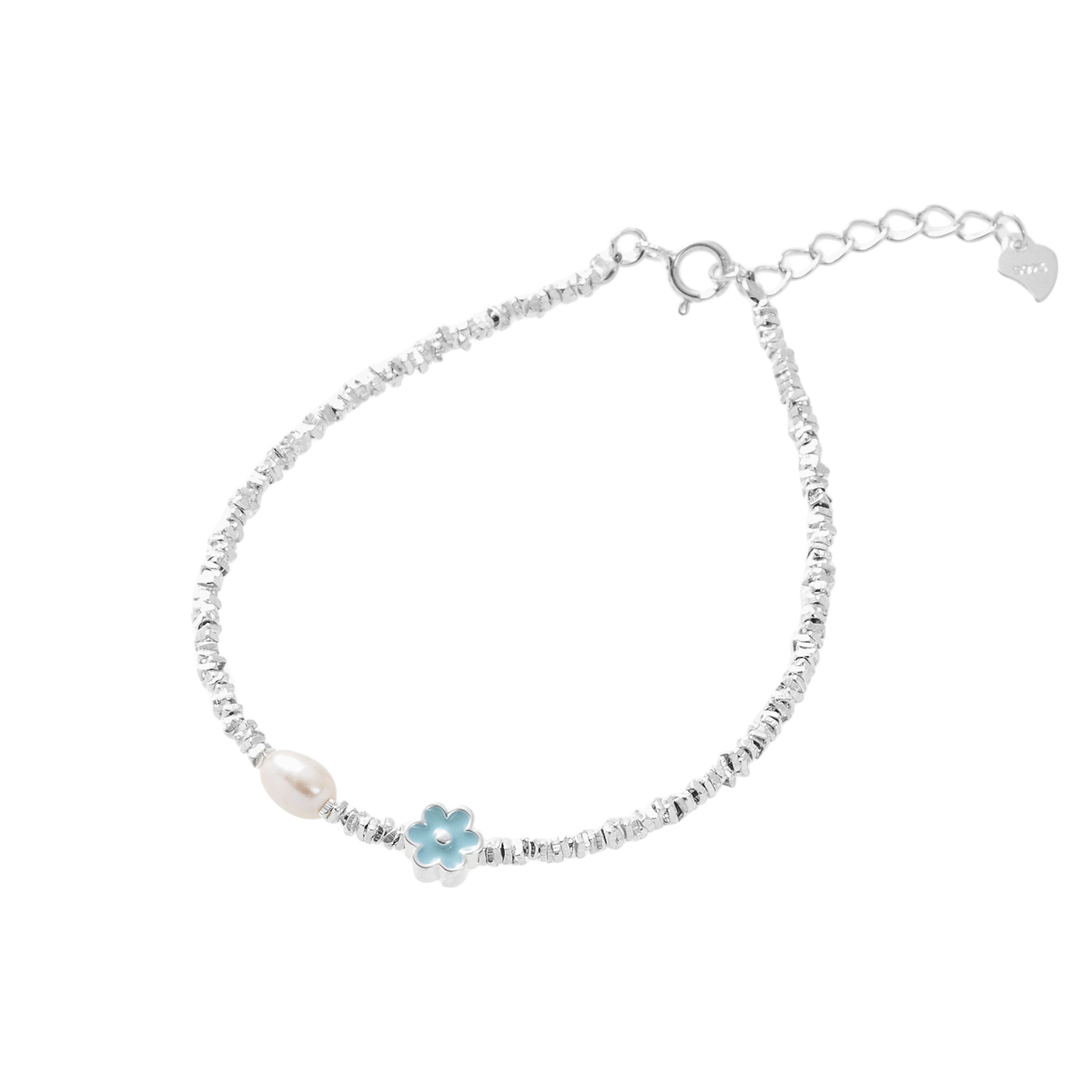 純銀,小花,珍珠,手鍊,平價飾品