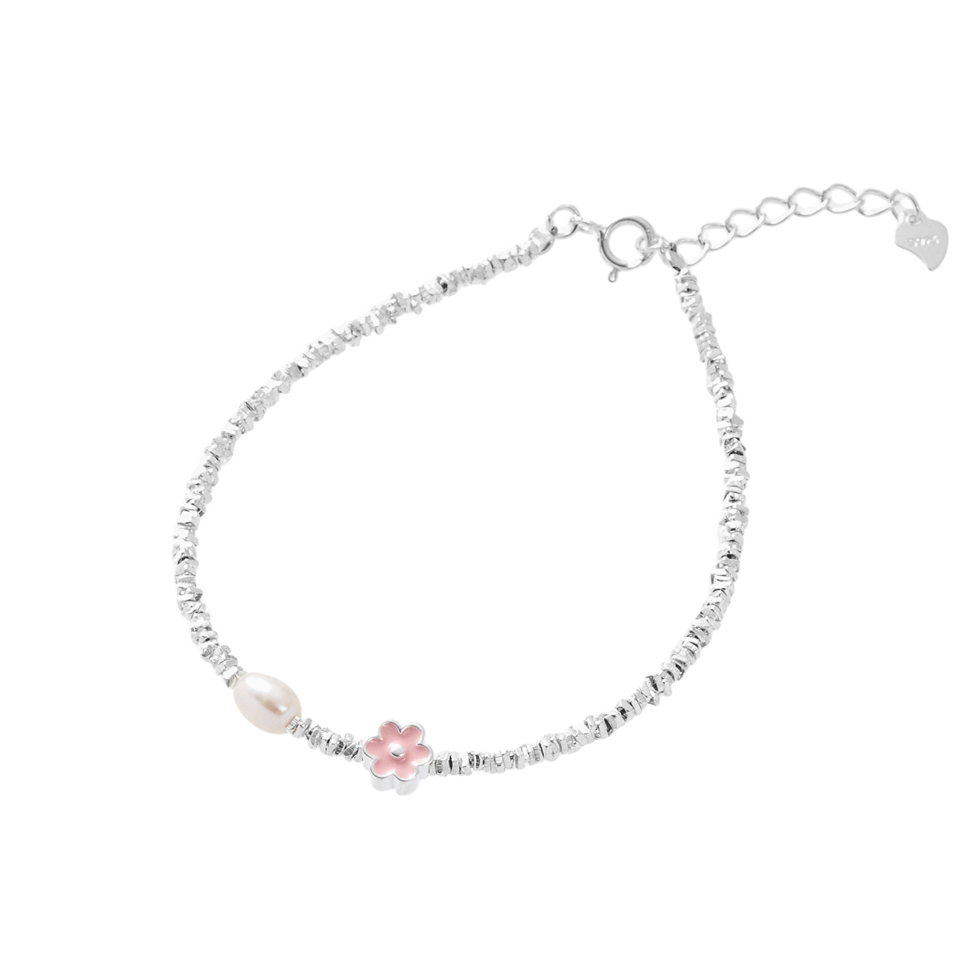 純銀,小花,珍珠,手鍊,平價飾品