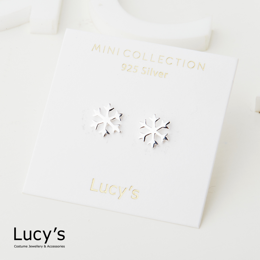 *925純銀〔輕銀系列〕銀白雪花 耳環 (123290)