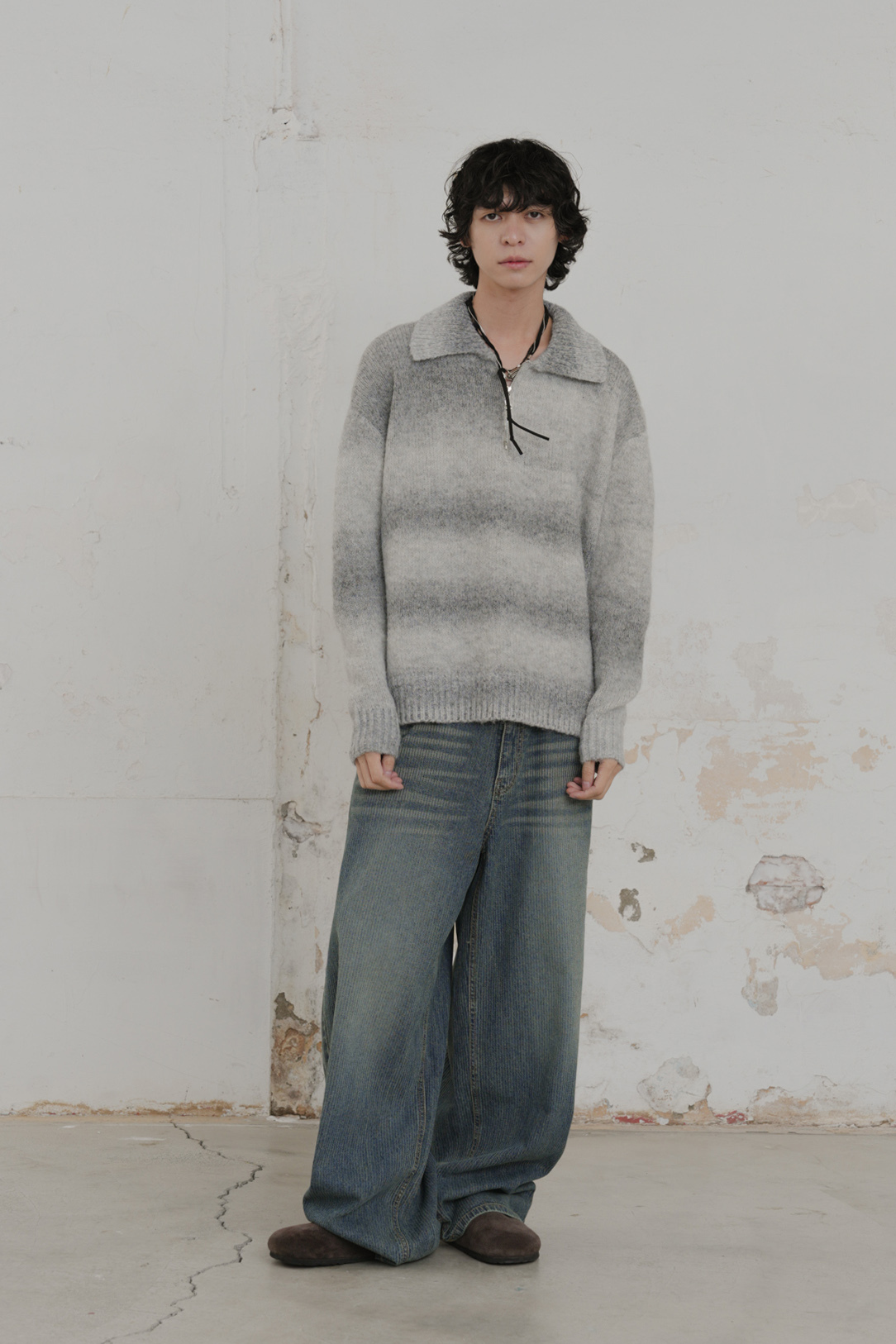 【Unisex】Alpaca Wool Half-Zip Collar Knit #毛衣