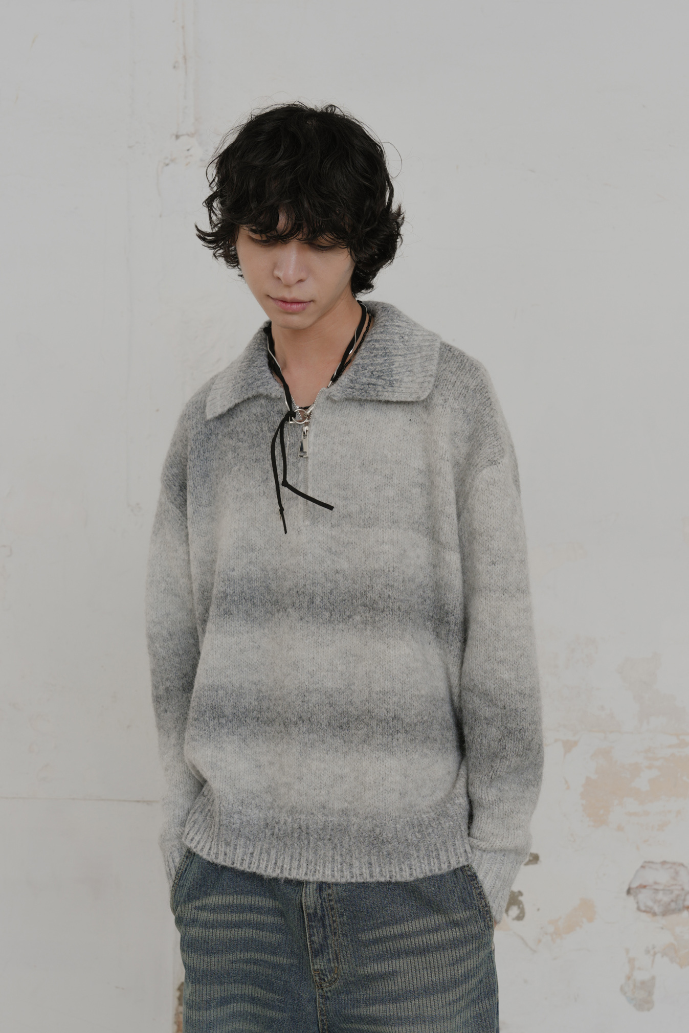 【Unisex】Alpaca Wool Half-Zip Collar Knit #毛衣