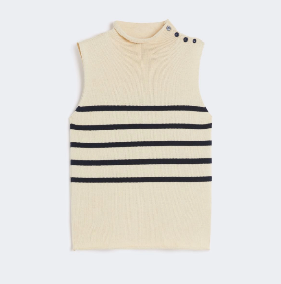 1LN0902-133 MAX MARA Weekend Cotton Yarn Gilet - Ivory #5366125106-017 (C-BR-E)