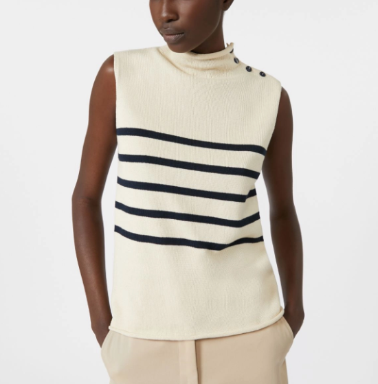 1LN0902-133 MAX MARA Weekend Cotton Yarn Gilet - Ivory #5366125106-017 (C-BR-E)