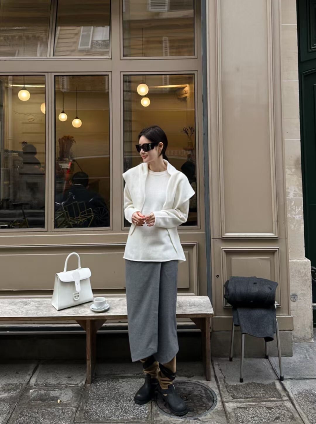 後腰鬆緊交疊造型鉛筆裙長裙-F / 2色