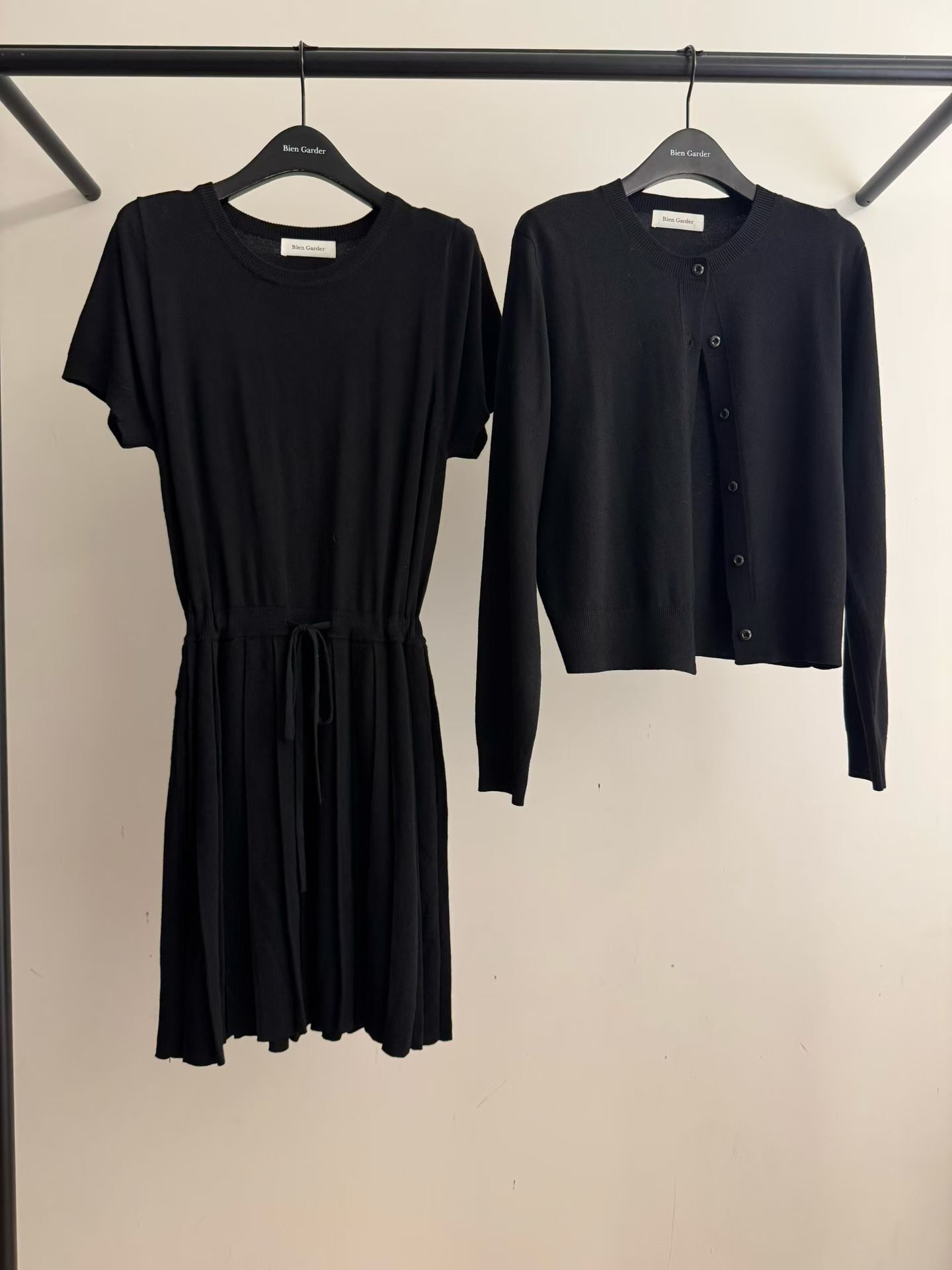 BG5346 針織外套短袖連身裙套裝