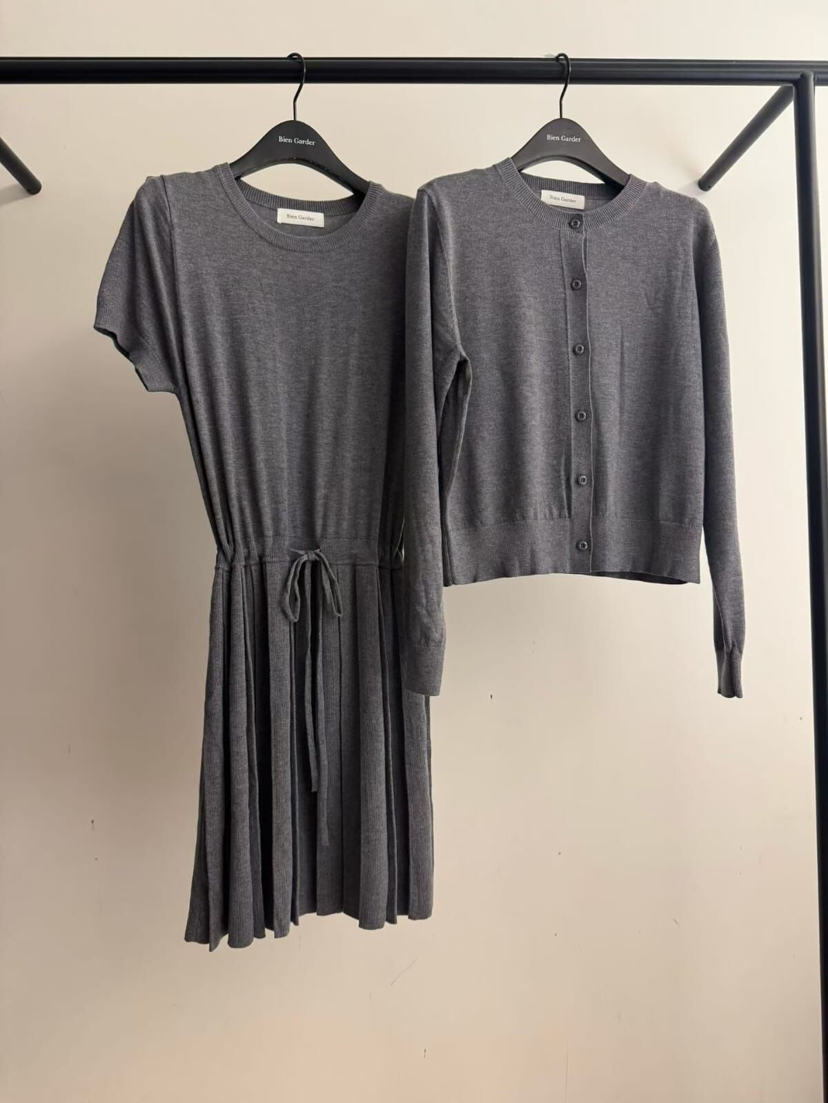 BG5346 針織外套短袖連身裙套裝