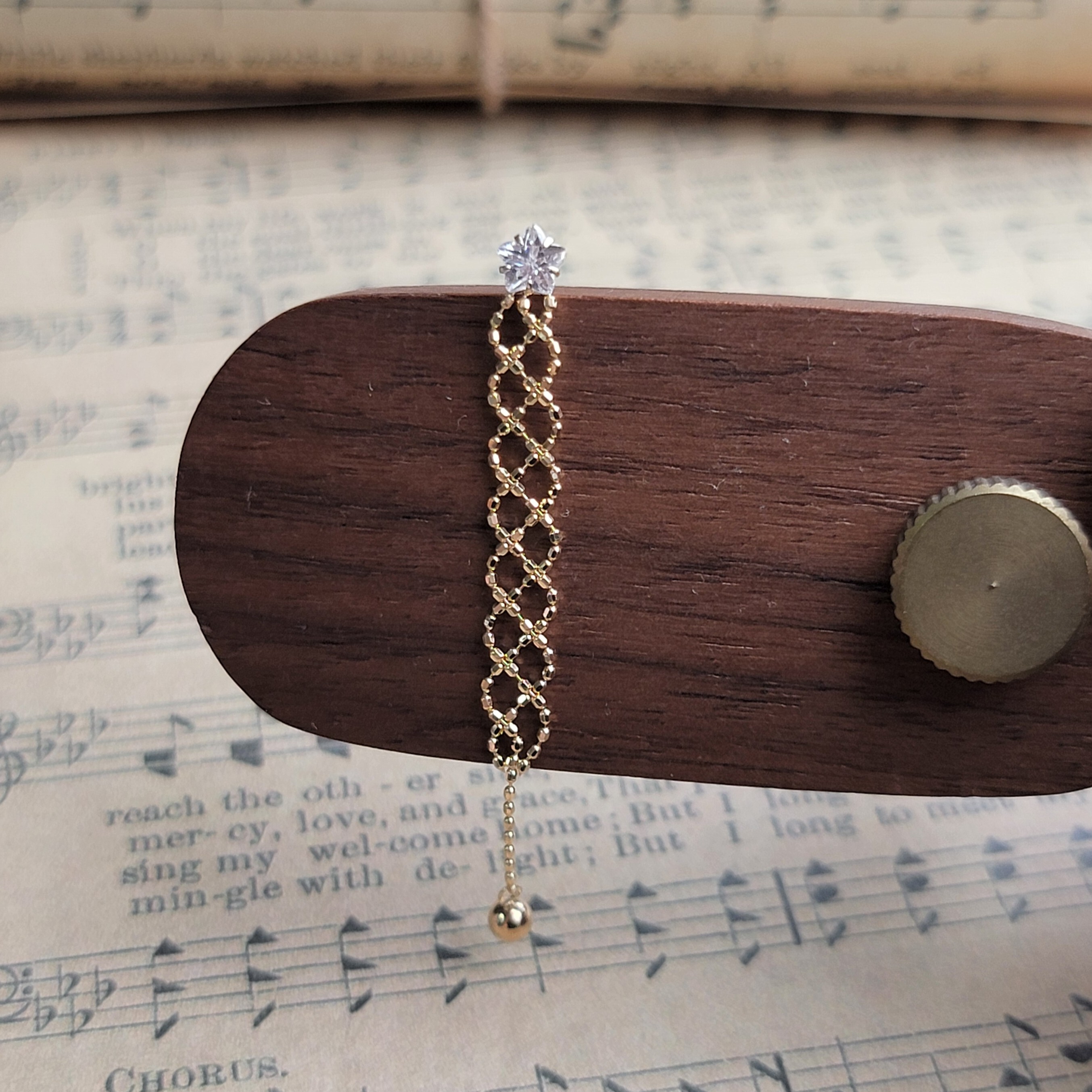 【me.luxe】K18小菱格蕾絲耳墜(單)