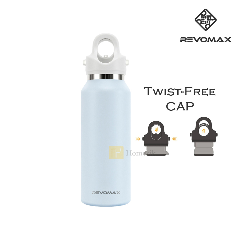 超級保溫瓶 防漏雙層不銹鋼瓶 355ml 淺藍色 (45708) 無螺紋杯蓋專利設計