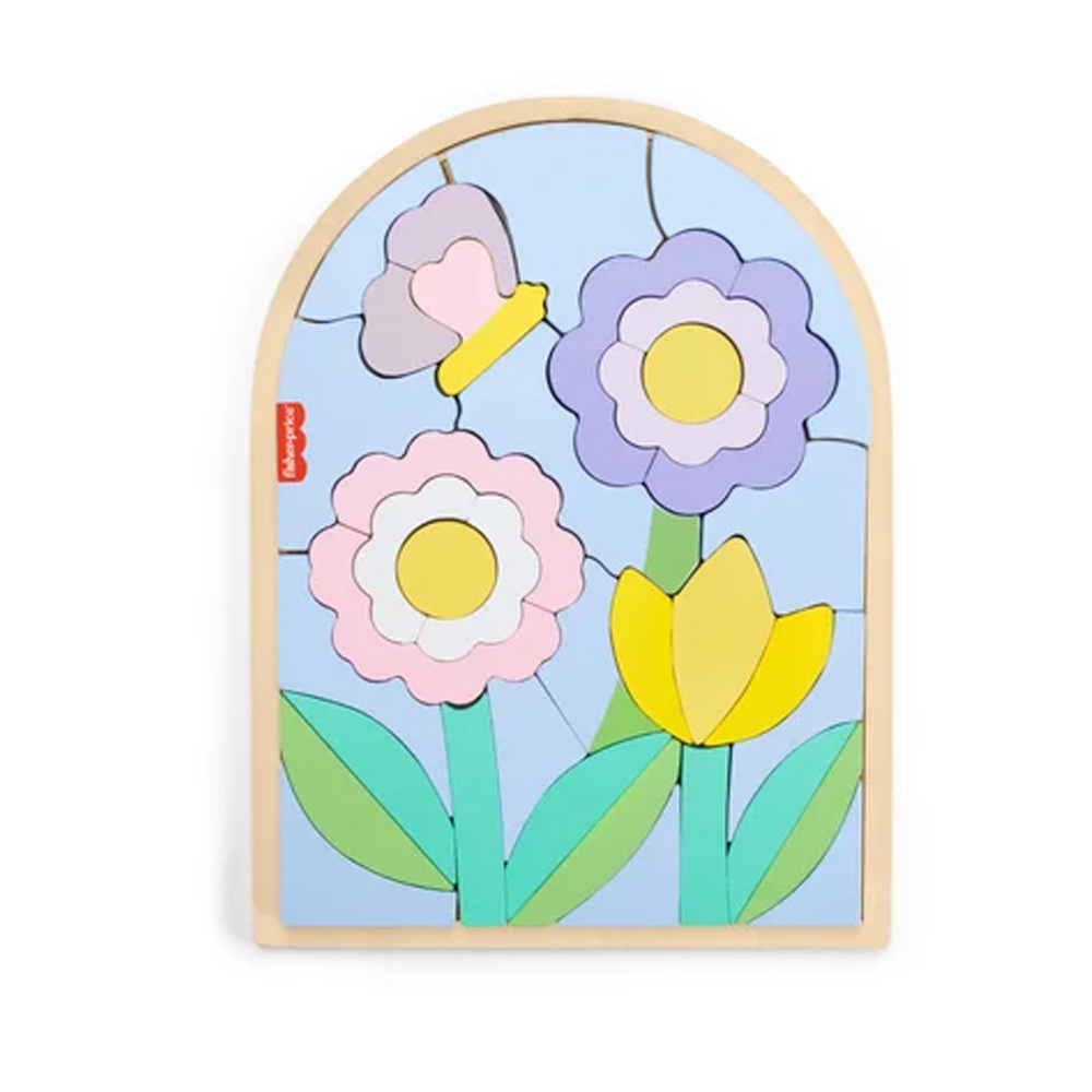 費雪木製花朵拼圖積木