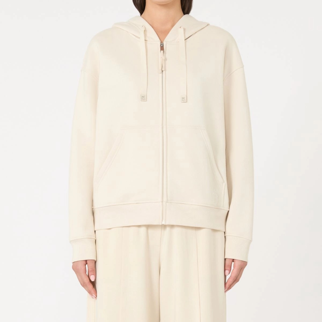 1LN0902-140 MAX MARA Weekend Zip-Up Cotton Sweatshirt Ivory #5926035106001 (C-BR-E)