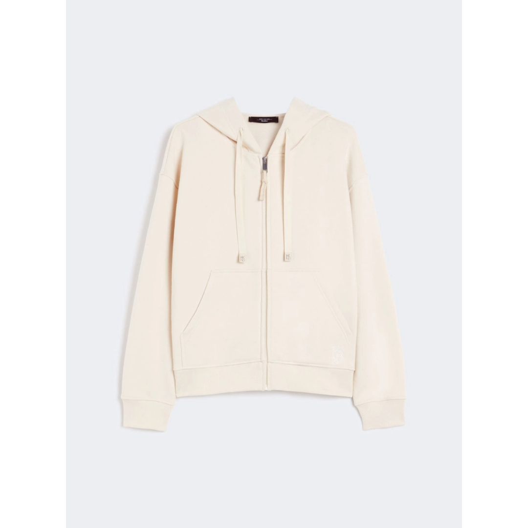1LN0902-140 MAX MARA Weekend Zip-Up Cotton Sweatshirt Ivory #5926035106001 (C-BR-E)
