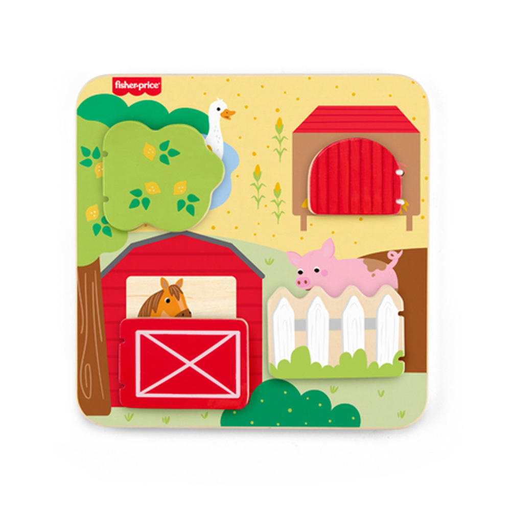 費雪木製農場動物板