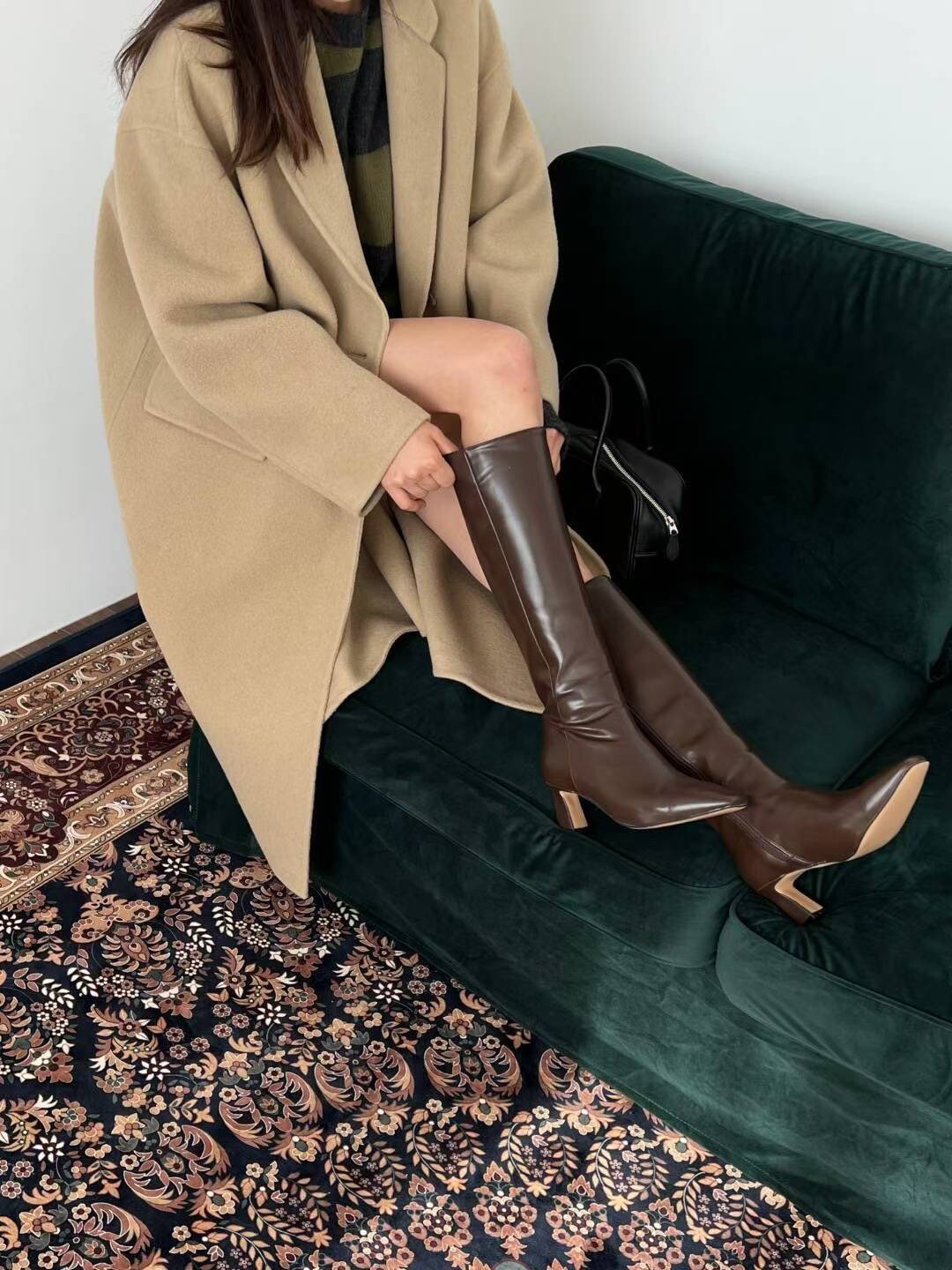 時髦女子微方尖頭造型高跟長靴 / 3色