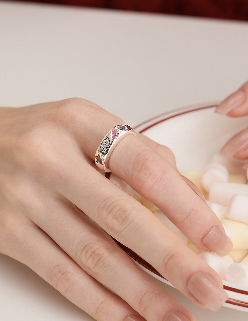 淘氣鋯石小狗可調式戒指