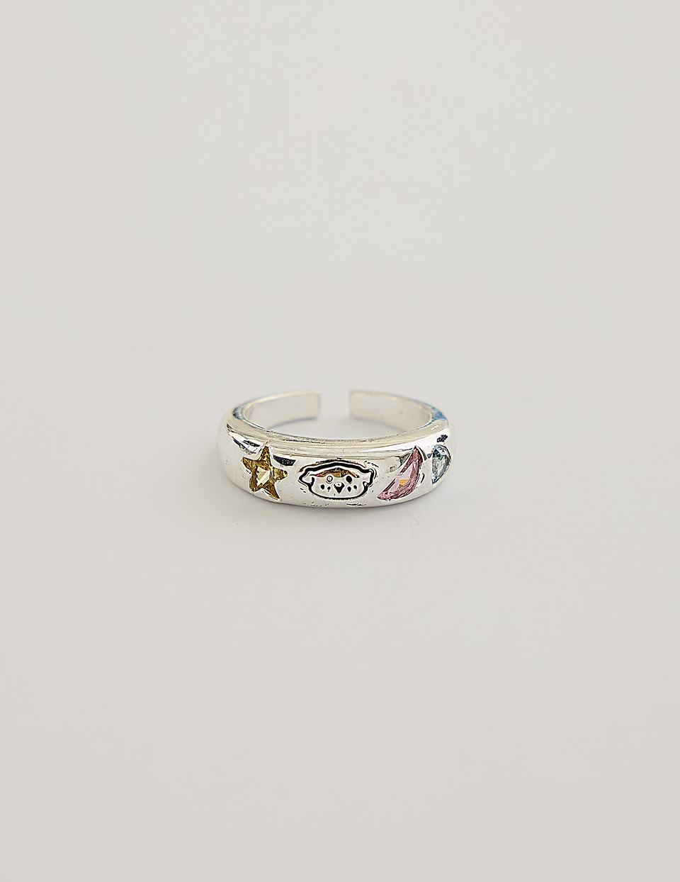 淘氣鋯石小狗可調式戒指