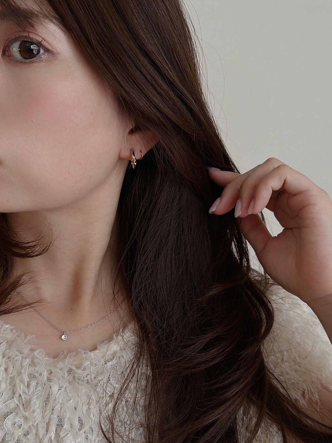 SS magnet one stone necklace