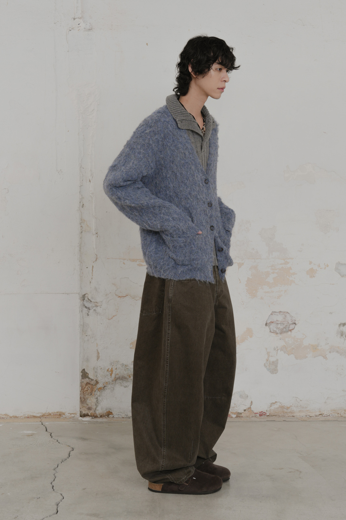 【Unisex】Bouclé V-Neck Cardigan #罩衫