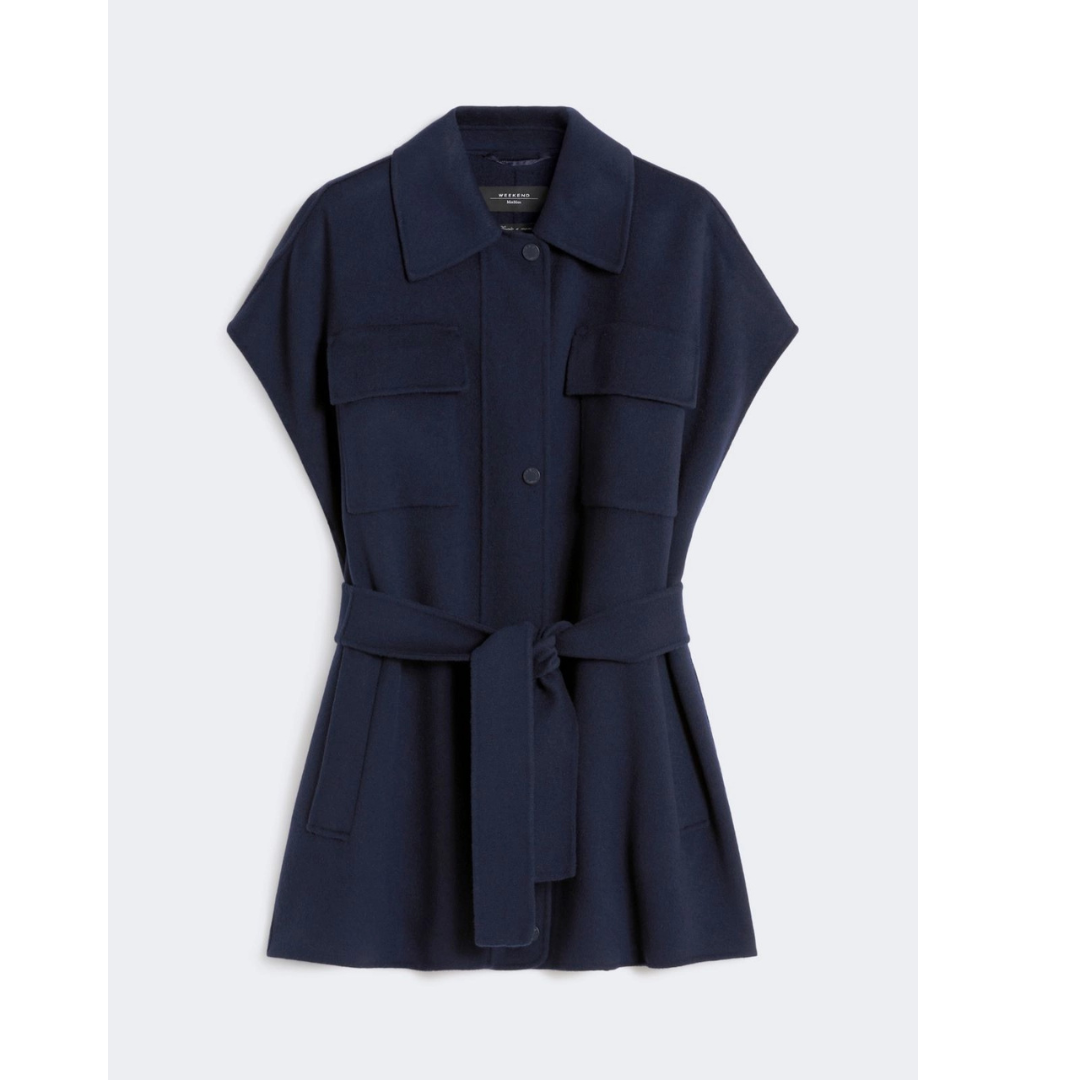 1LN0902-139 MAX MARA Weekend Wool-Blend Fabric Jacket - Navy #5276025106045 (C-BR-E)