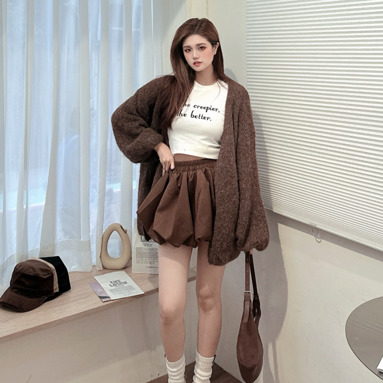 短磨毛哥德式字母上衣/打底衣