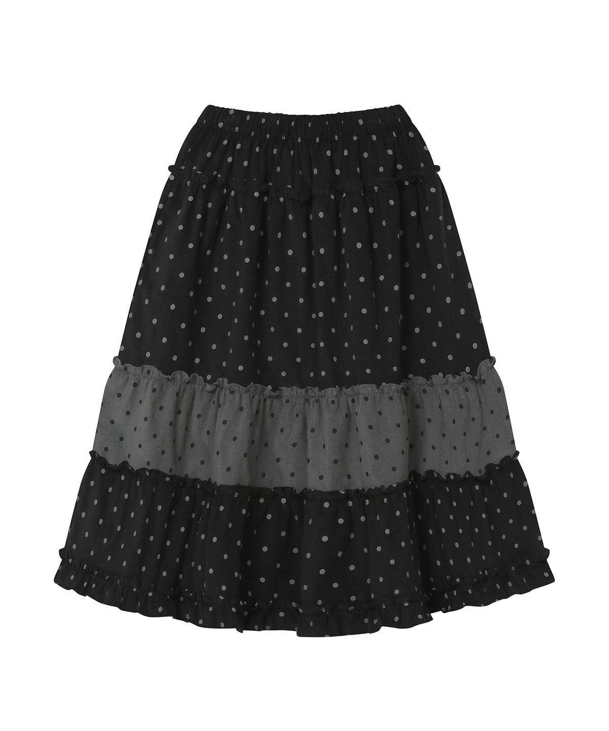 Bauf 復古 荷葉邊 半身裙 [黑/炭黑]