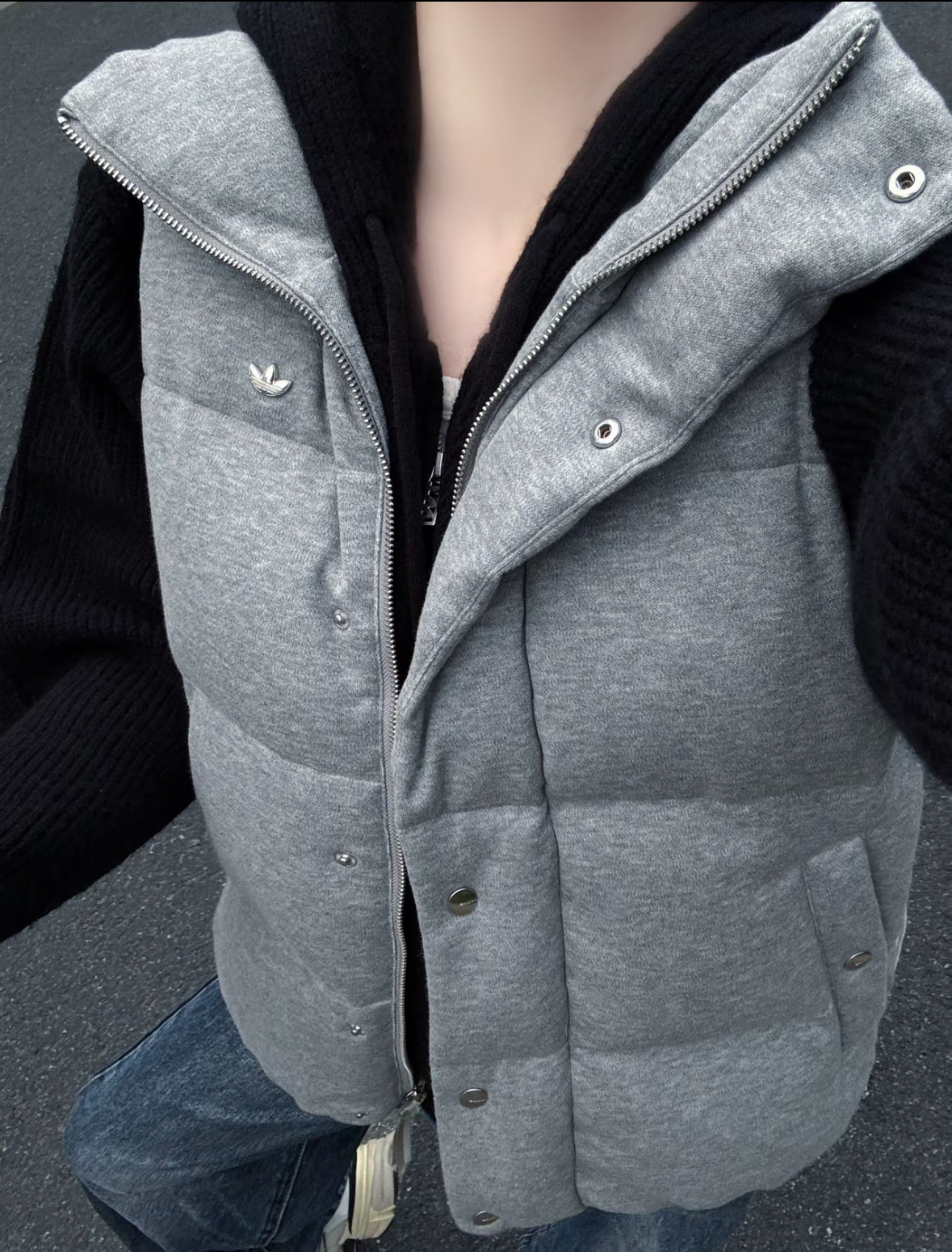 Adidas Originals 三葉草 背心 灰色 秋冬 小標 立領 KS8495/預購
