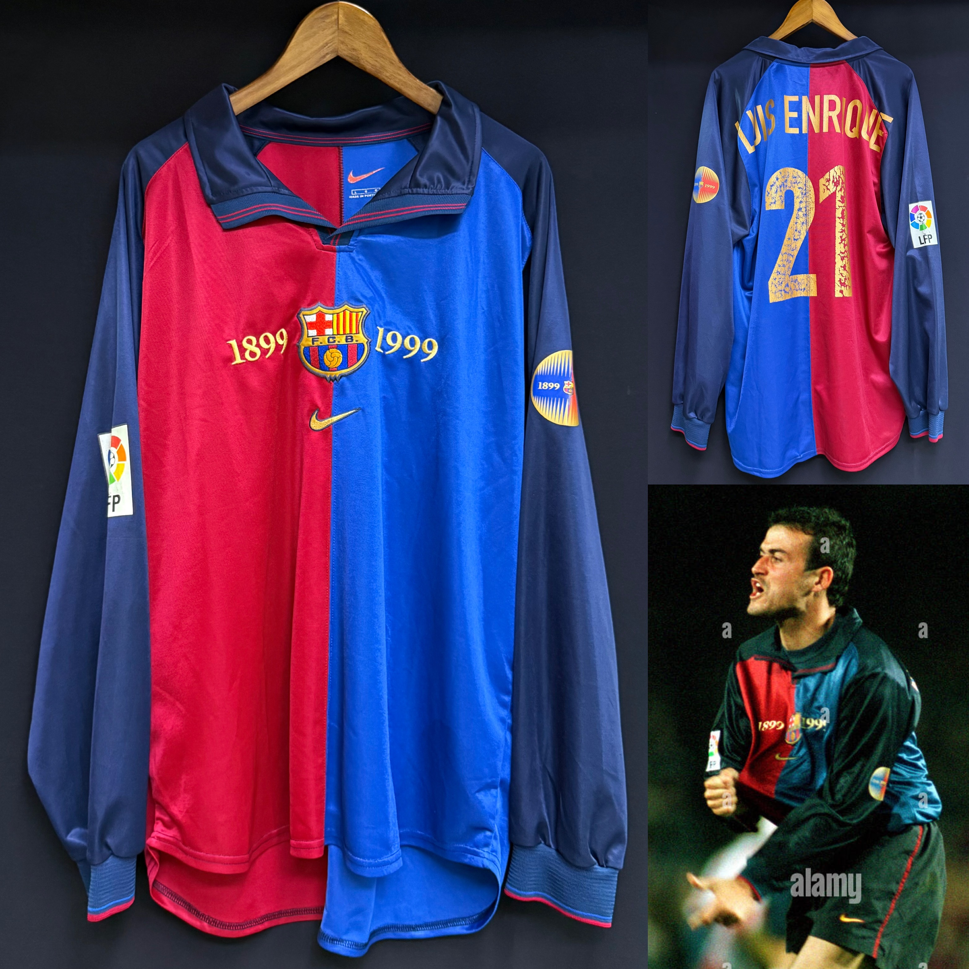 (落場版) 巴塞隆拿 1998-1999 Nike 百週年主場長袖落場版球衣 #21 LUIS ENIRQUE