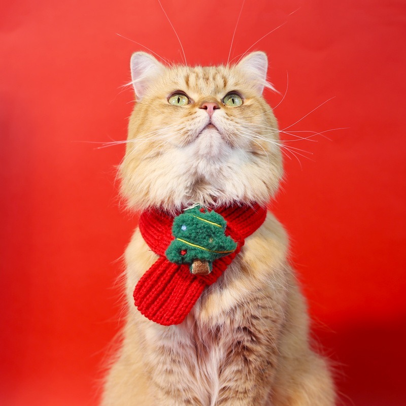 寵物紅色聖誕圍巾 - 聖誕樹 (任選2件$68)