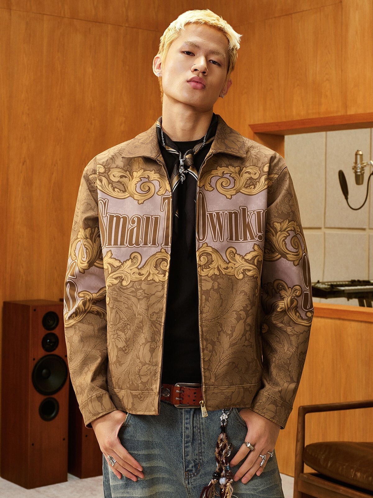 STK SmallTownKid 巴洛克風 3D打印滿版 翻領 外套