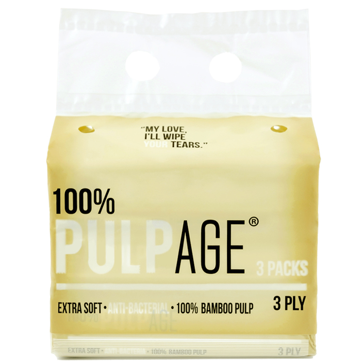 純竹漿紙巾 (3 層) 袋裝 90 張 x 3 包
