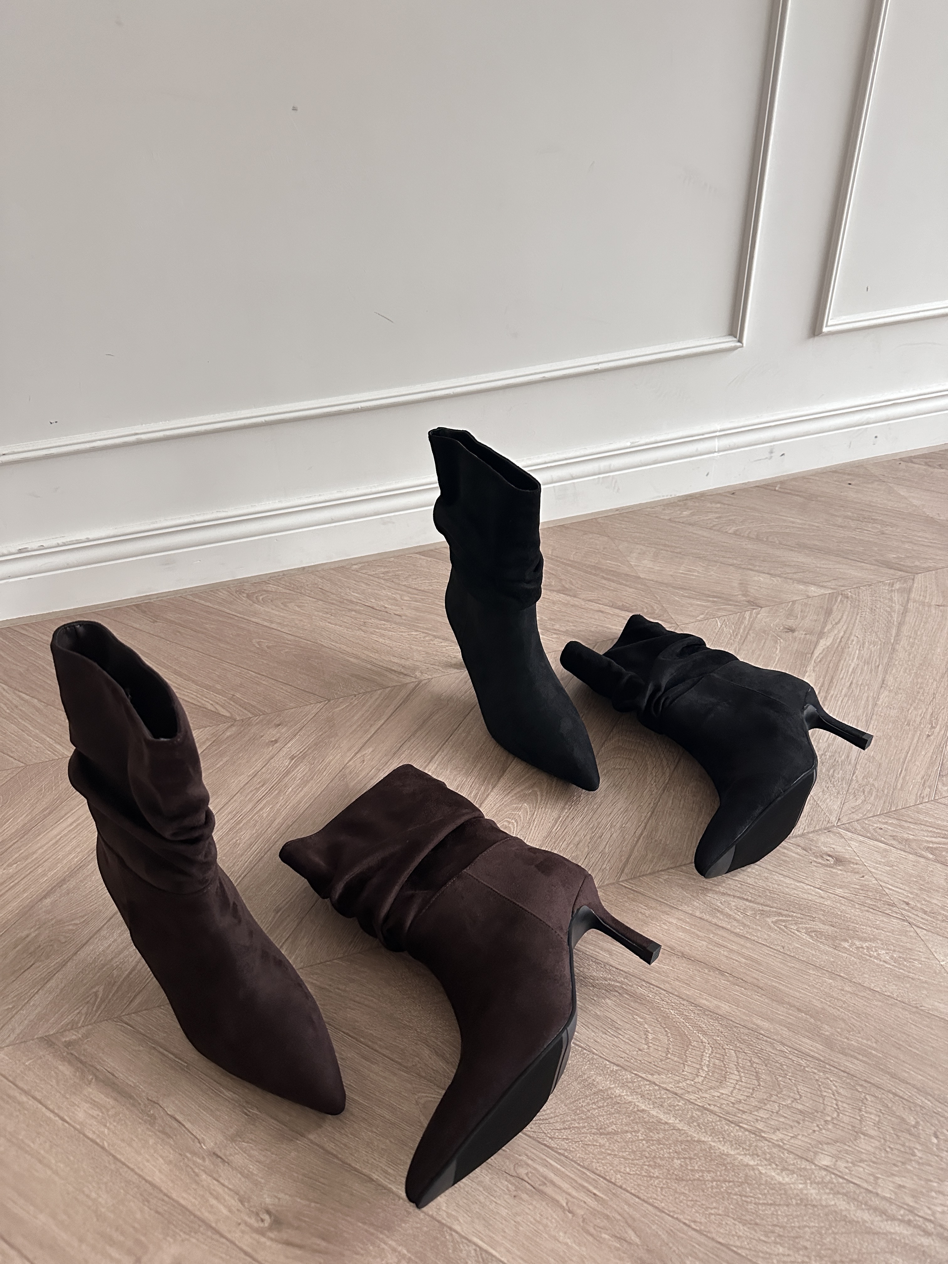 麂皮抓褶靴#7917