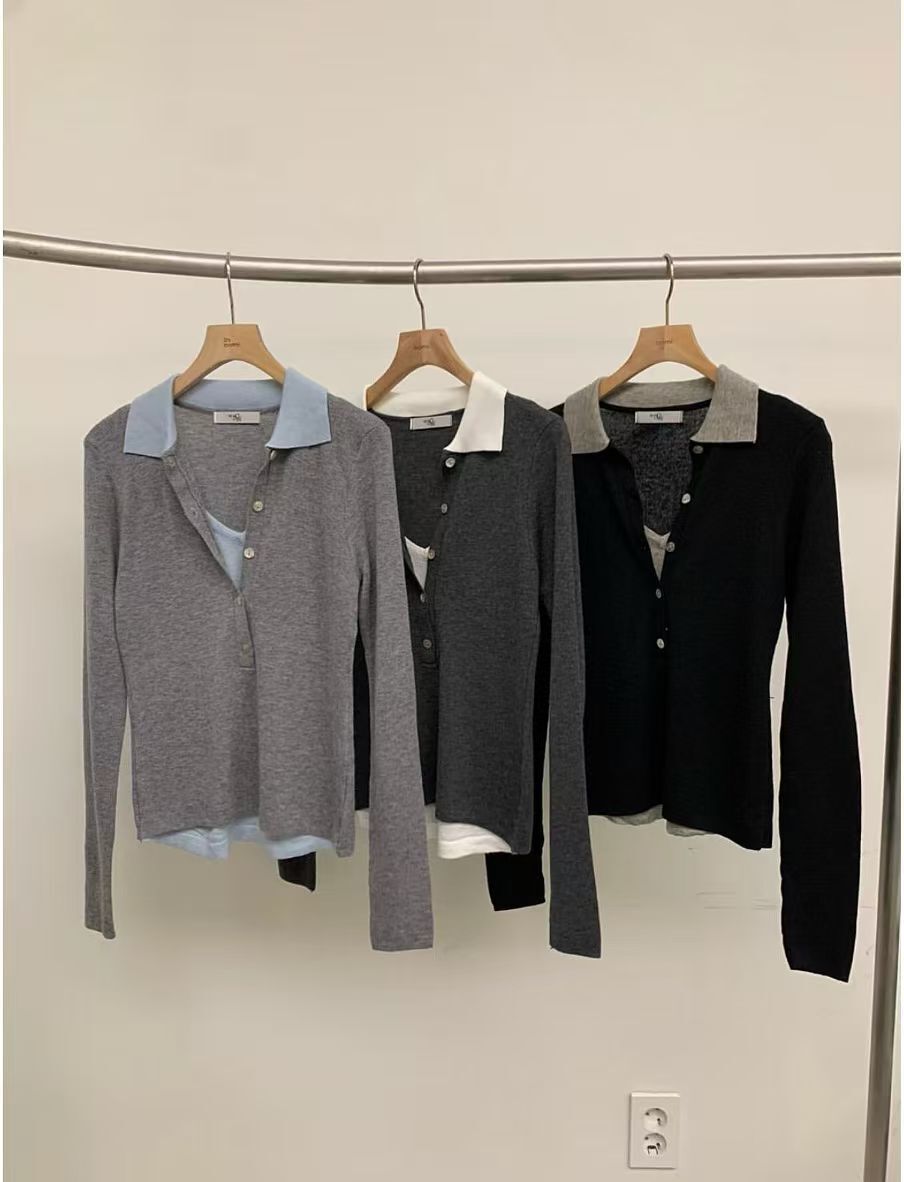 BM5368 拼色假兩件Polo上衣