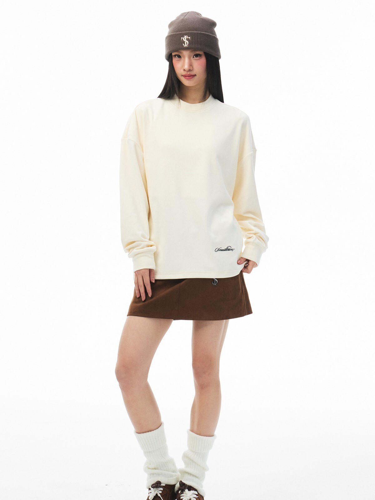 STK SmallTownKid 小標刺繡Logo 圓領 保暖德絨 休閒打底 長袖T