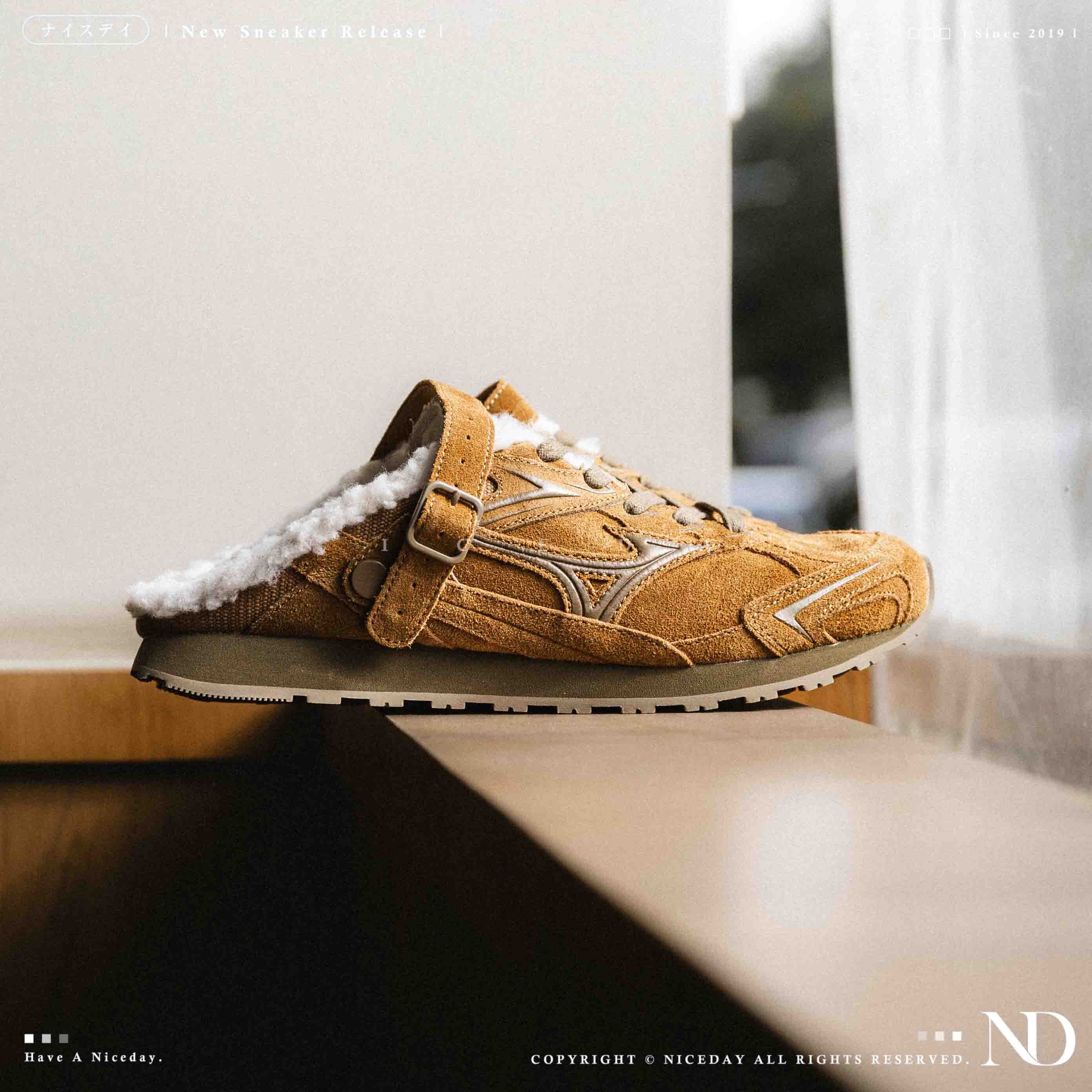 NICEDAY 代購 MIZUNO LG 60S SLIPPER 深棕 絨毛 穆勒拖鞋 毛毛拖 美津濃 女鞋 D1GH252503