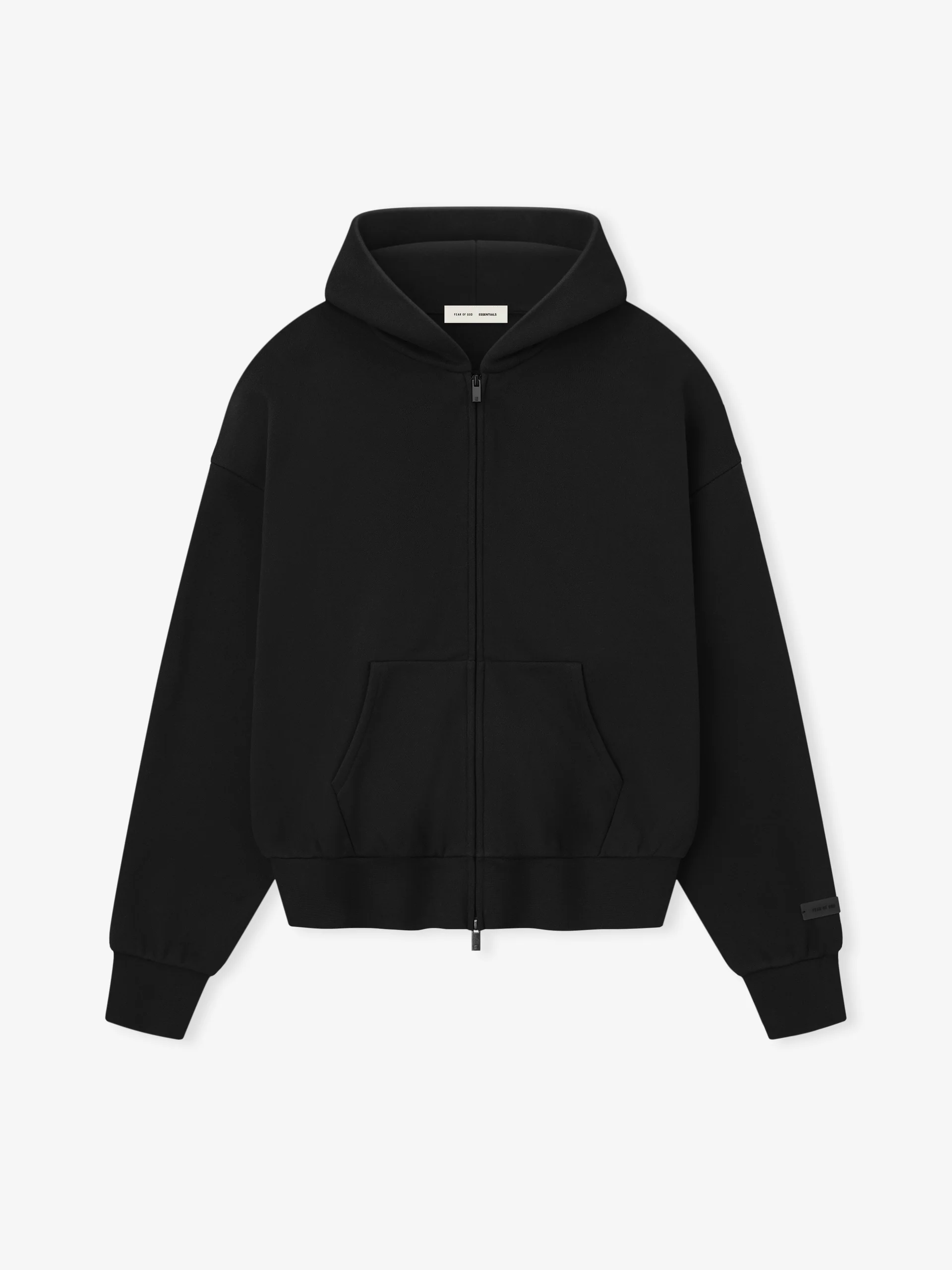 [INSTOCK] Fear Of God Essentials Classic Full Zip-Up Hoodie | Black Silver