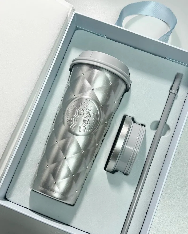 <現貨> 冬季新系列 STARBUCKS 星巴克 雪耀奇境 銀色 保溫杯 不鏽鋼吸管杯