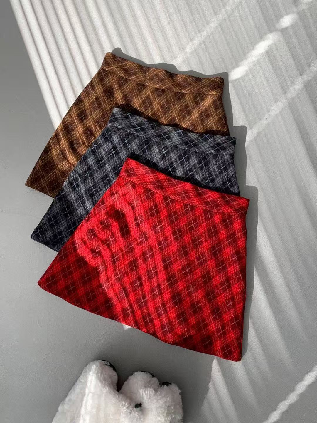 BM5379 聖誕格紋高腰短裙