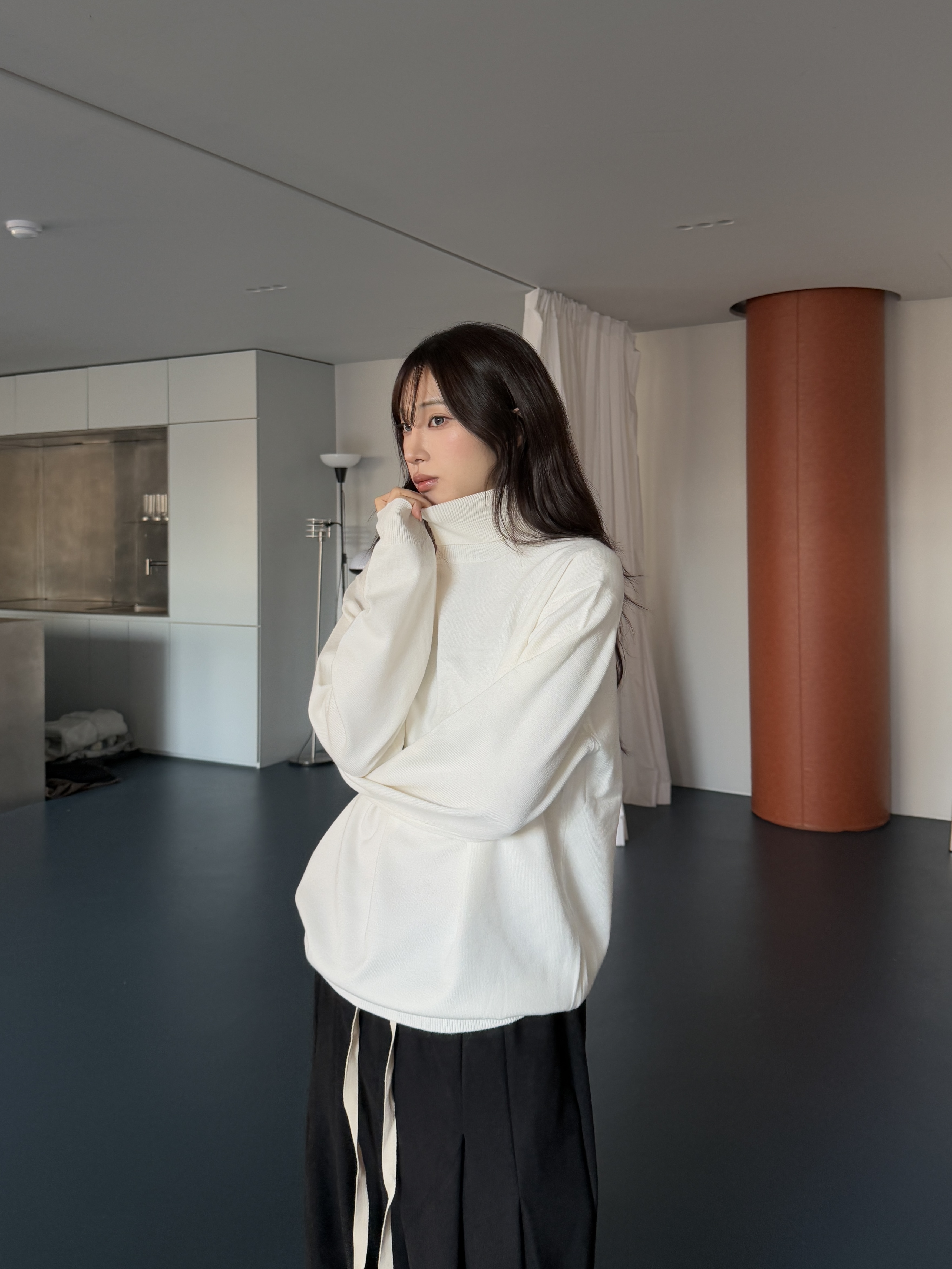 高領針織 寬鬆長袖上衣（部分現貨）