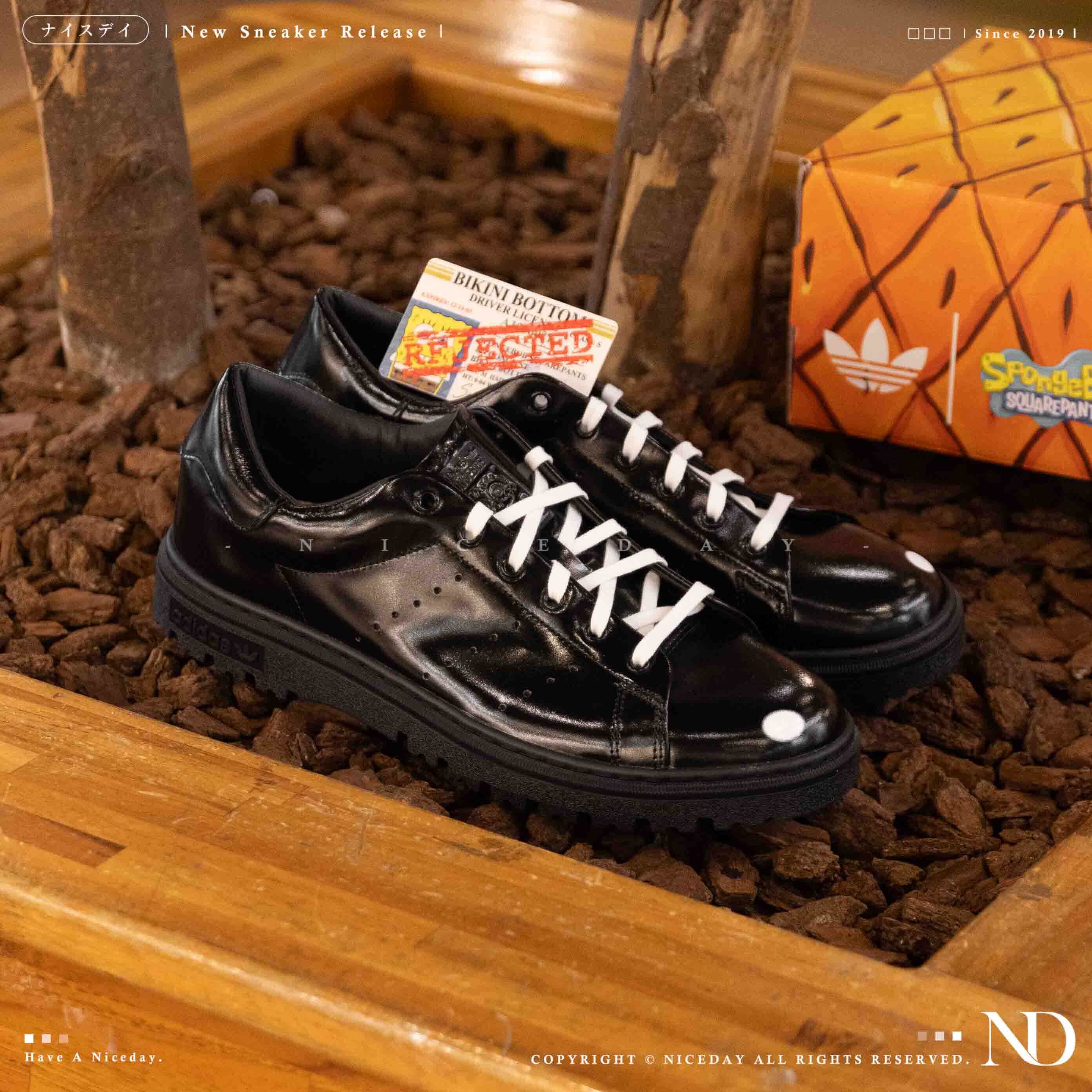 NICEDAY 代購 海綿寶寶 x Adidas Stan Smith Freizeit 黑色 黑 皮革 聯名款 皮鞋 JQ6779