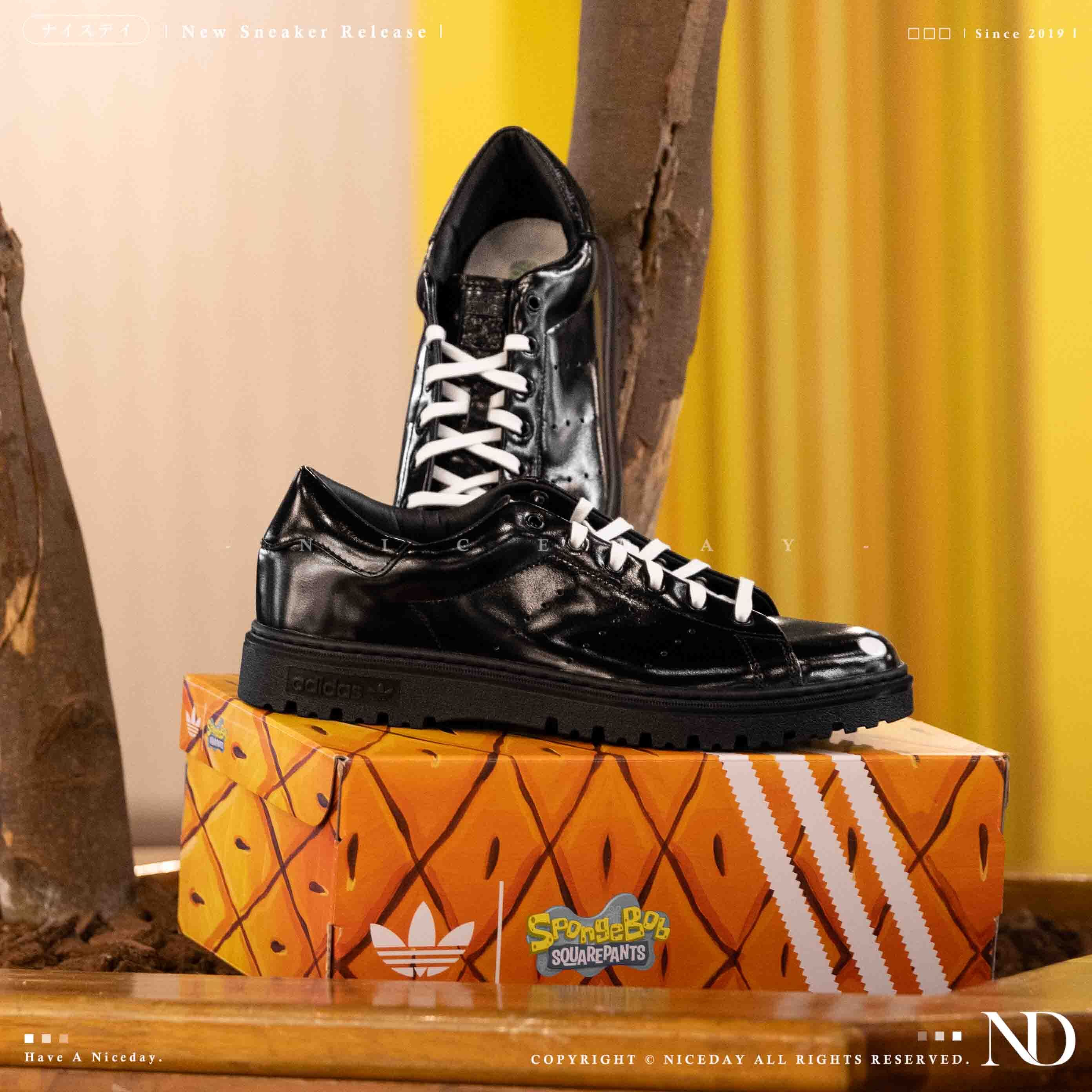 NICEDAY 代購 海綿寶寶 x Adidas Stan Smith Freizeit 黑色 黑 皮革 聯名款 皮鞋 JQ6779