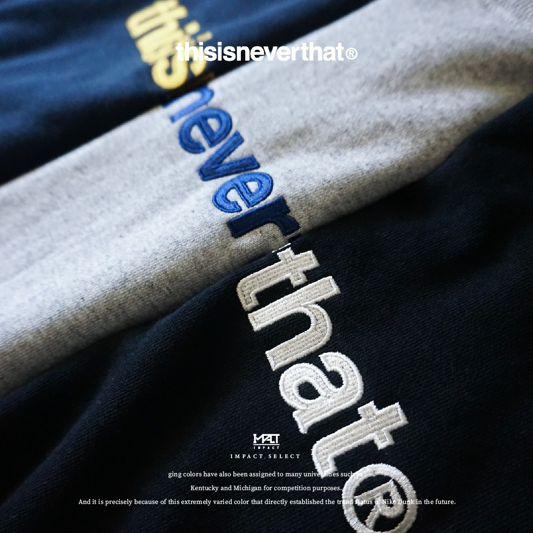 thisisneverthat Logo 大學T 韓國 三色 藍灰黑