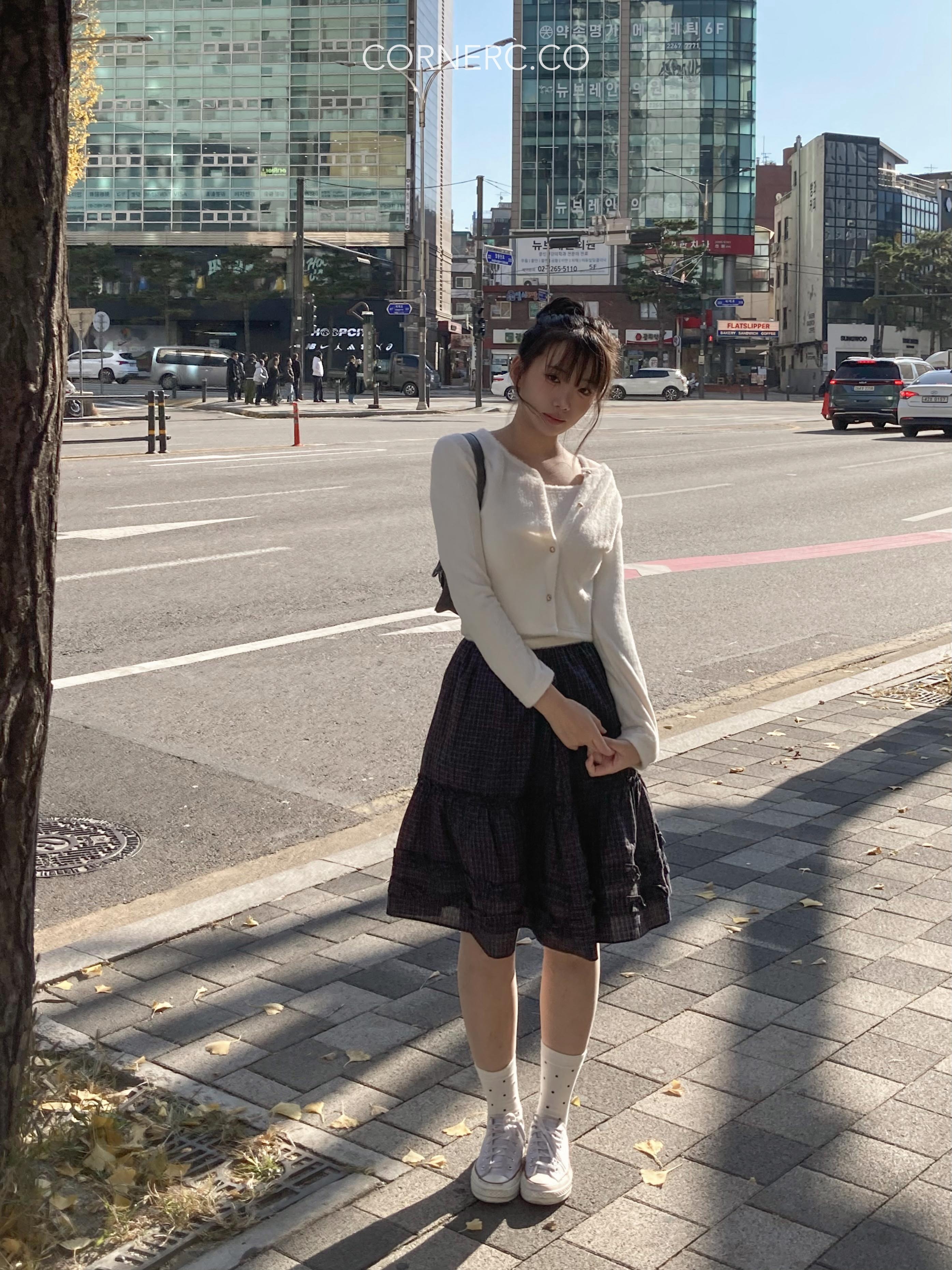 細格紋Ruffle邊邊七分長裙〈🇰🇷DAY 2〉