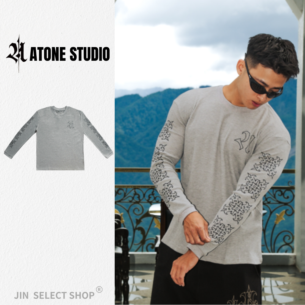 ATONE LOGO WAFFLE LONGSLEEVE 華夫格薄長袖 印花 長T A2102 灰