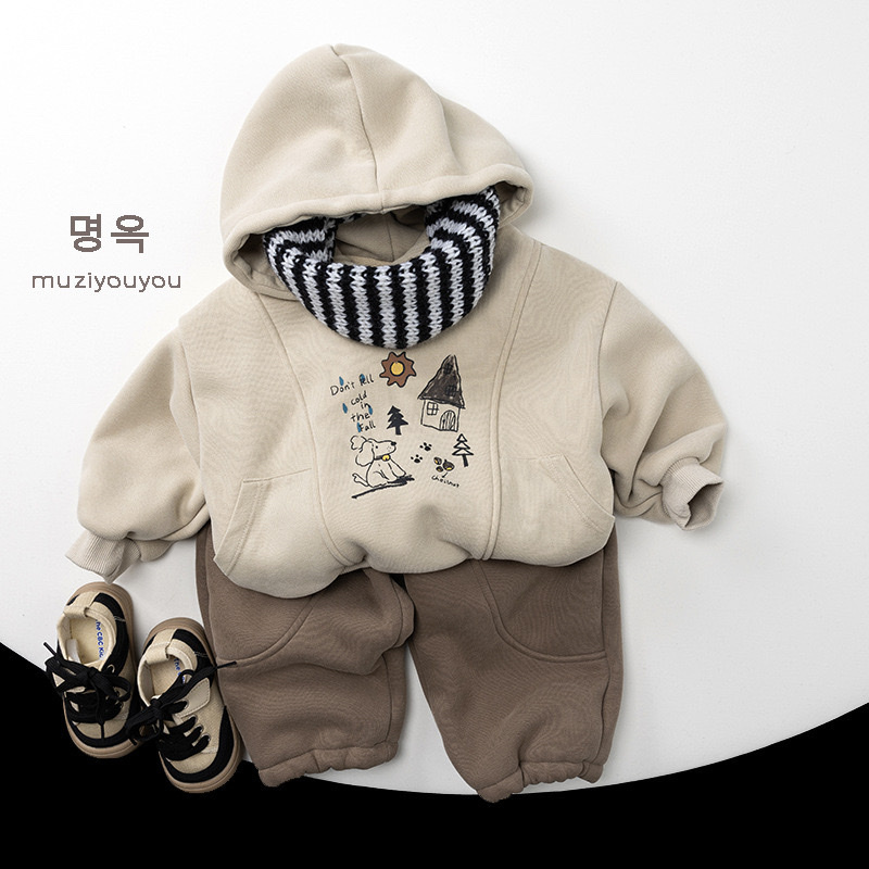 小房子加絨連帽上衣