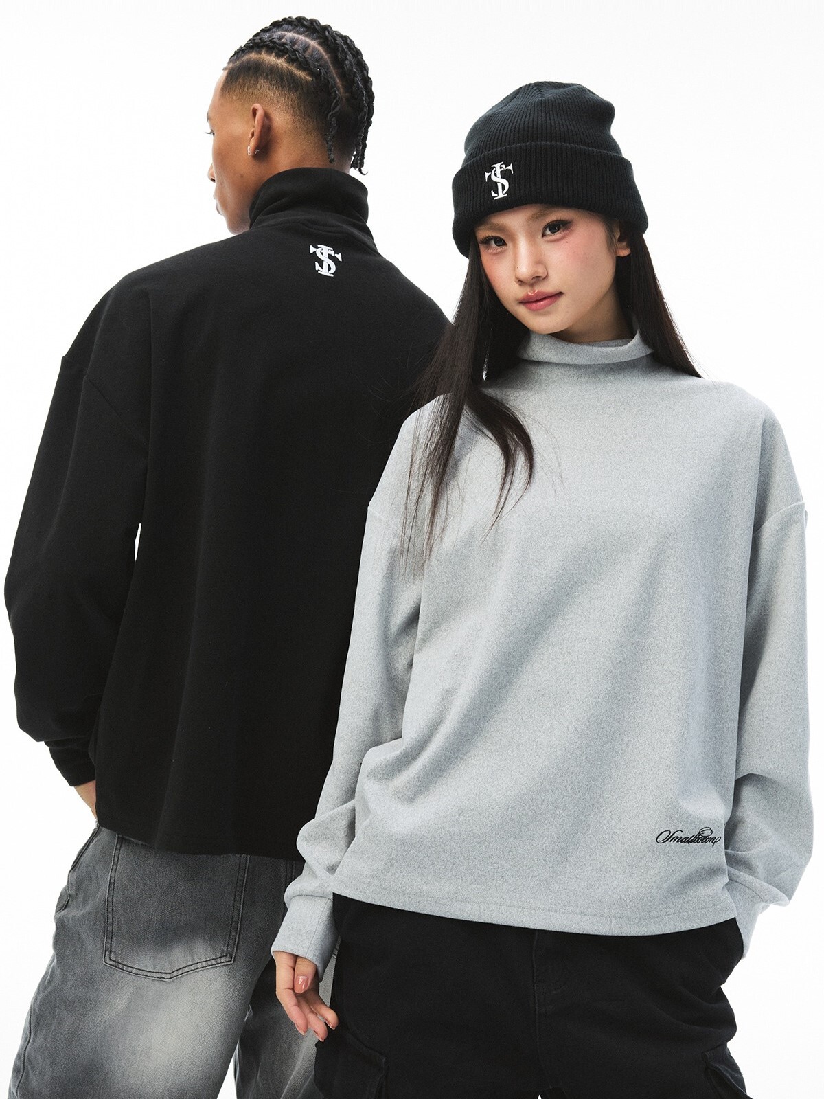 STK SmallTownKid 磨毛 堆積領 保暖德絨 打底長袖T