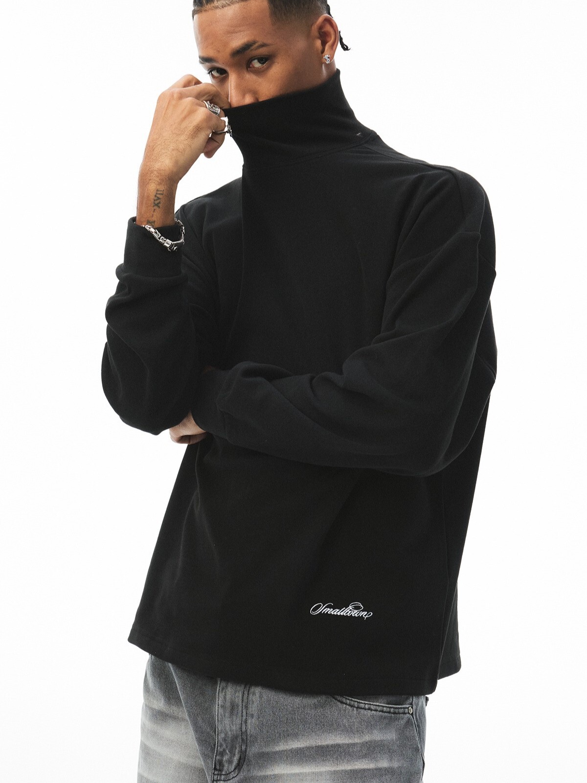 STK SmallTownKid 磨毛 堆積領 保暖德絨 打底長袖T