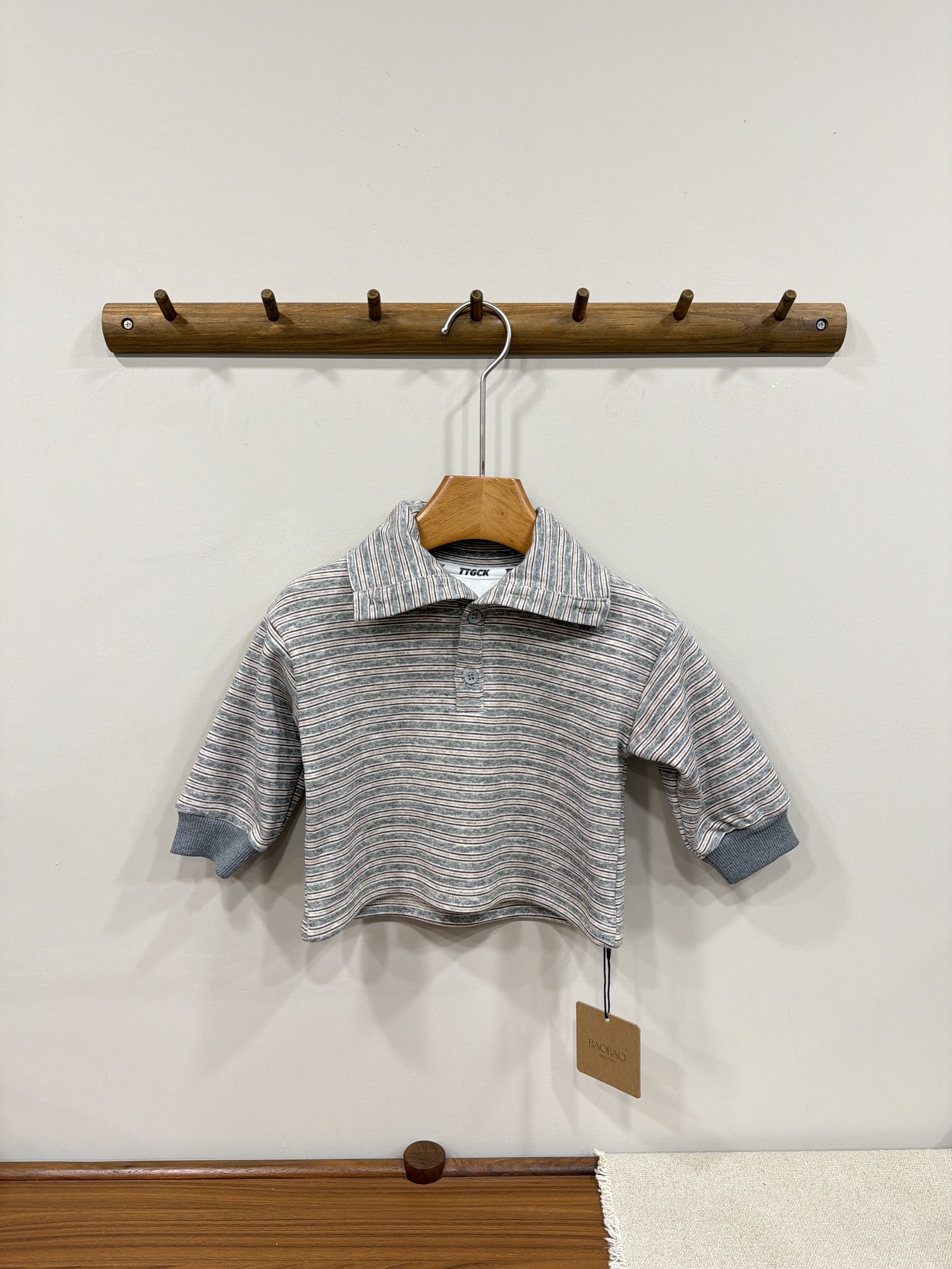 A03760條紋內裏薄絨上衣