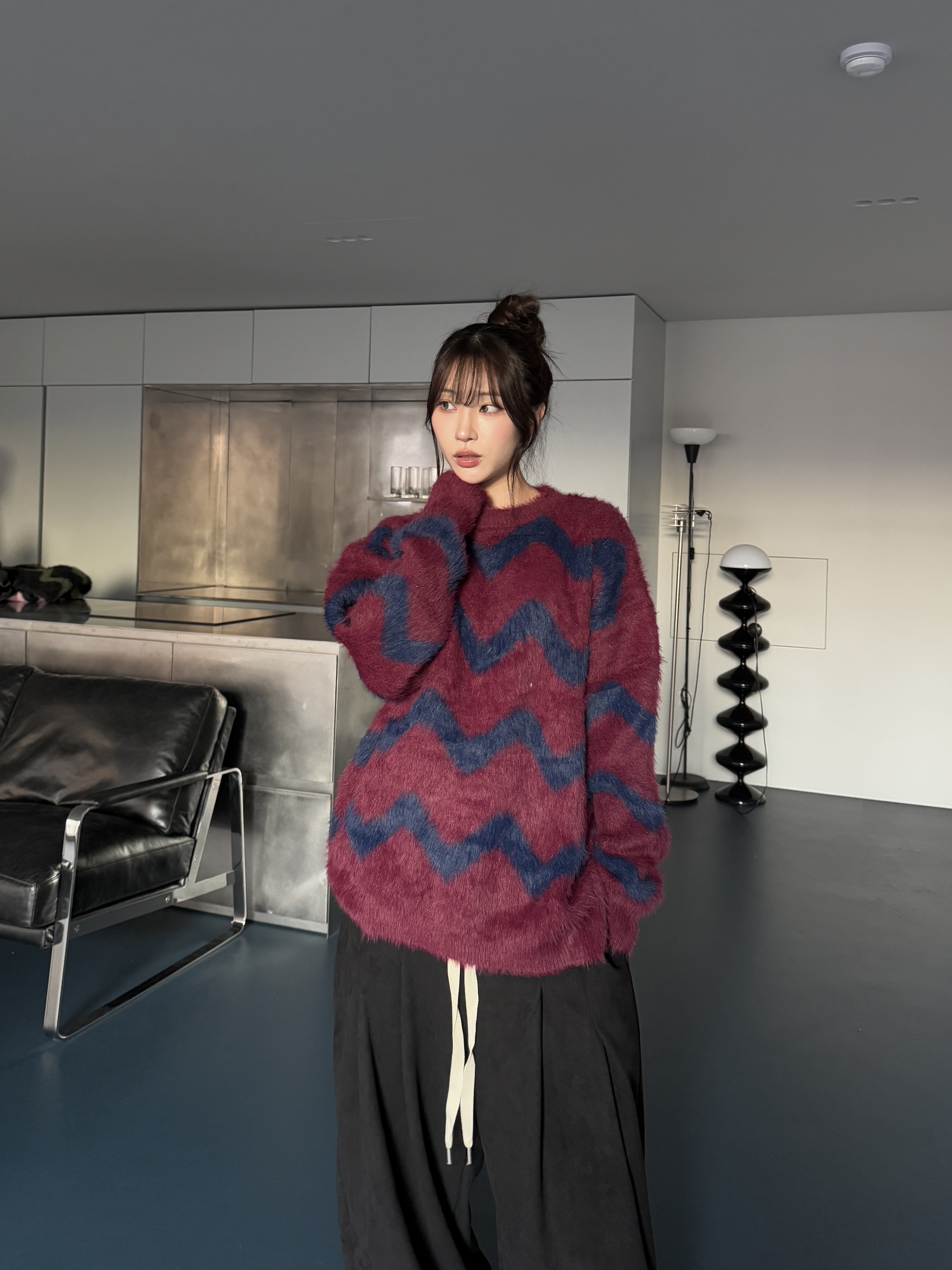 波浪造型 寬鬆  馬海毛 情侶 長袖（部分現貨）