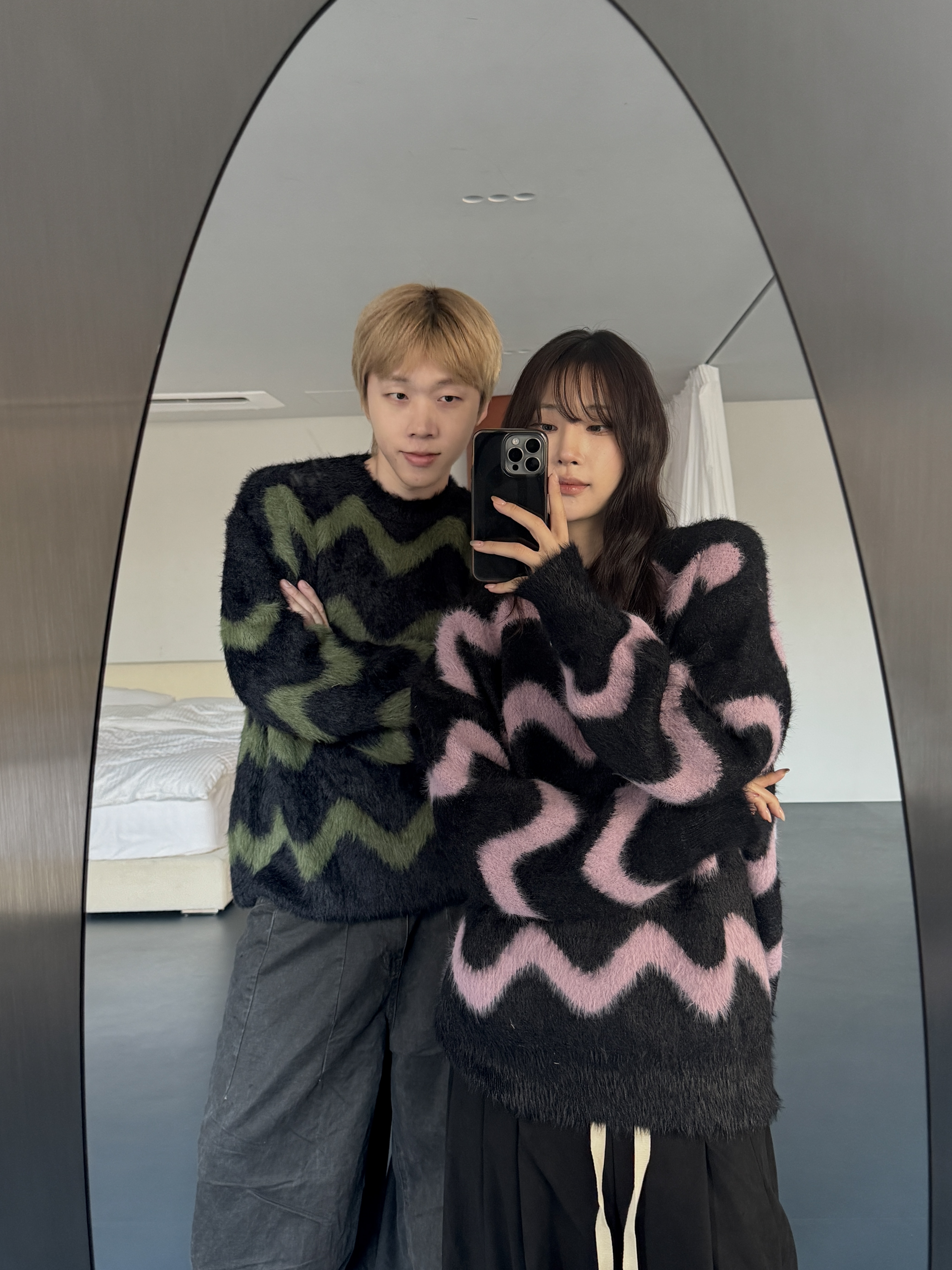 波浪造型 寬鬆  馬海毛 情侶 長袖（部分現貨）