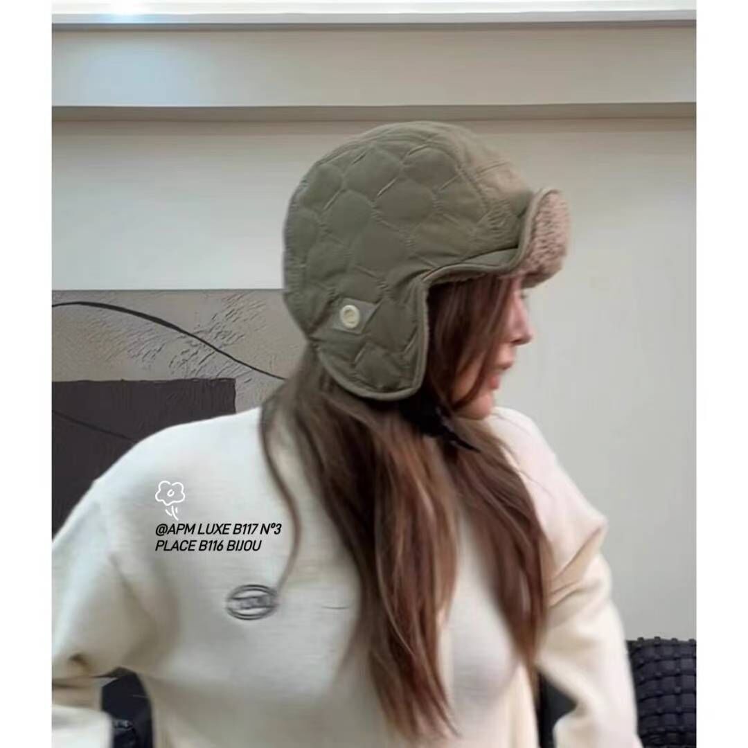 BN5309 格棉布毛毛包耳帽